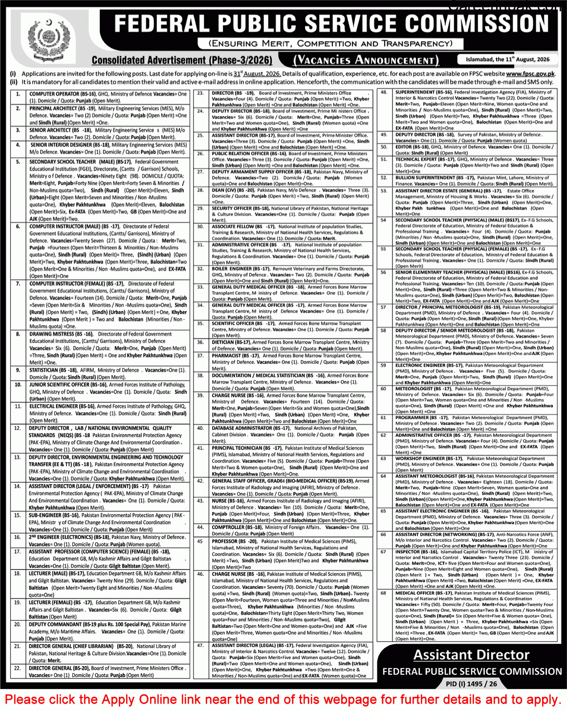 General Headquarters GHQ Jobs August 2026 - Urgent Apply Online