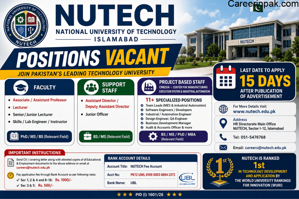 NUTECH Islamabad Jobs 2026