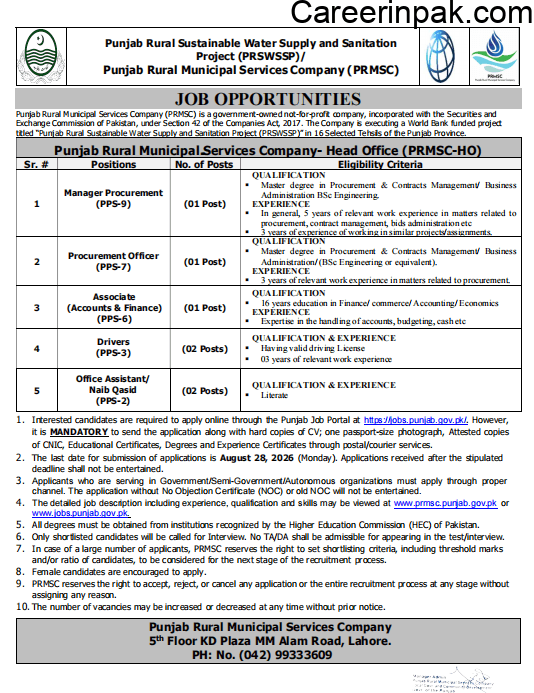 PRMSC Jobs 2026