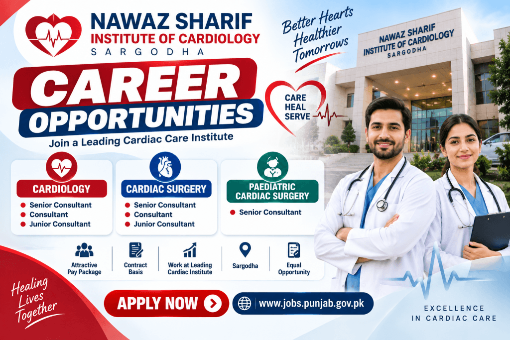 Nawaz Sharif Institute of Cardiology Sargodha Jobs 2026