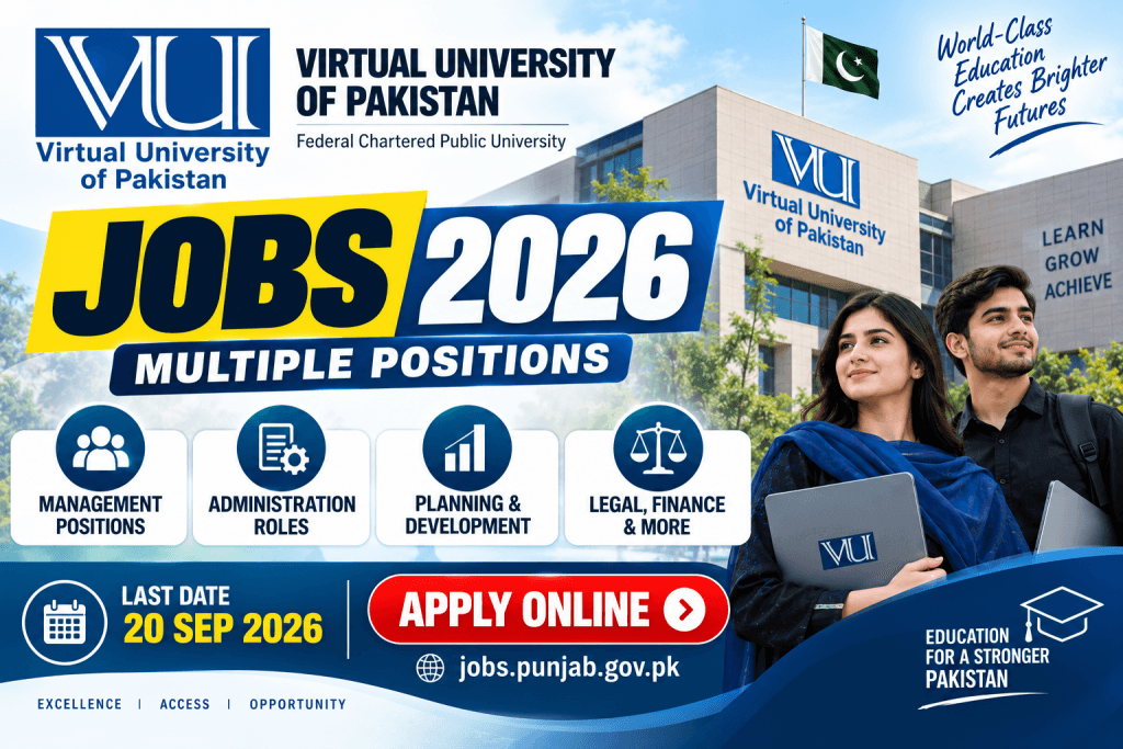 Virtual University of Pakistan Jobs 2026 - Amazing 10+ Vacancies