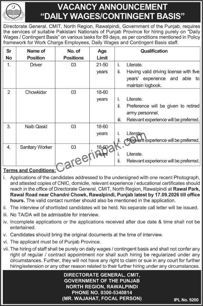 directorate general cmit jobs 2026