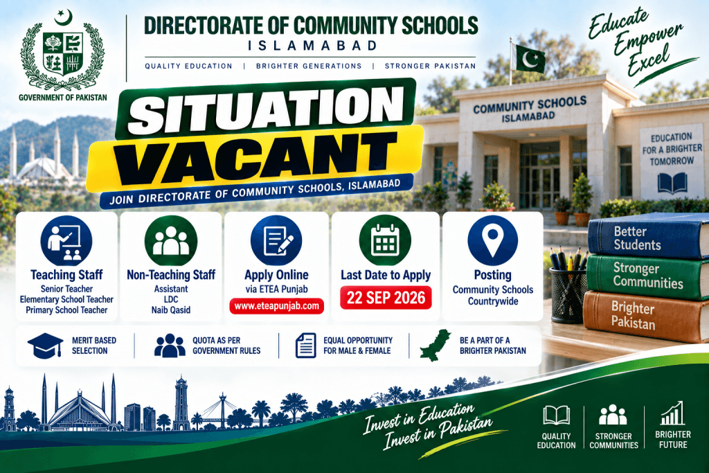 directorate of community schools islamabad jobs 2026