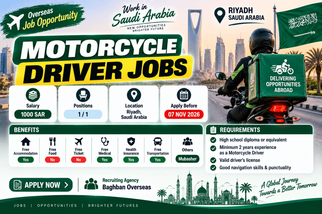 motorcycle driver jobs in riyadh saudi arabia 2026