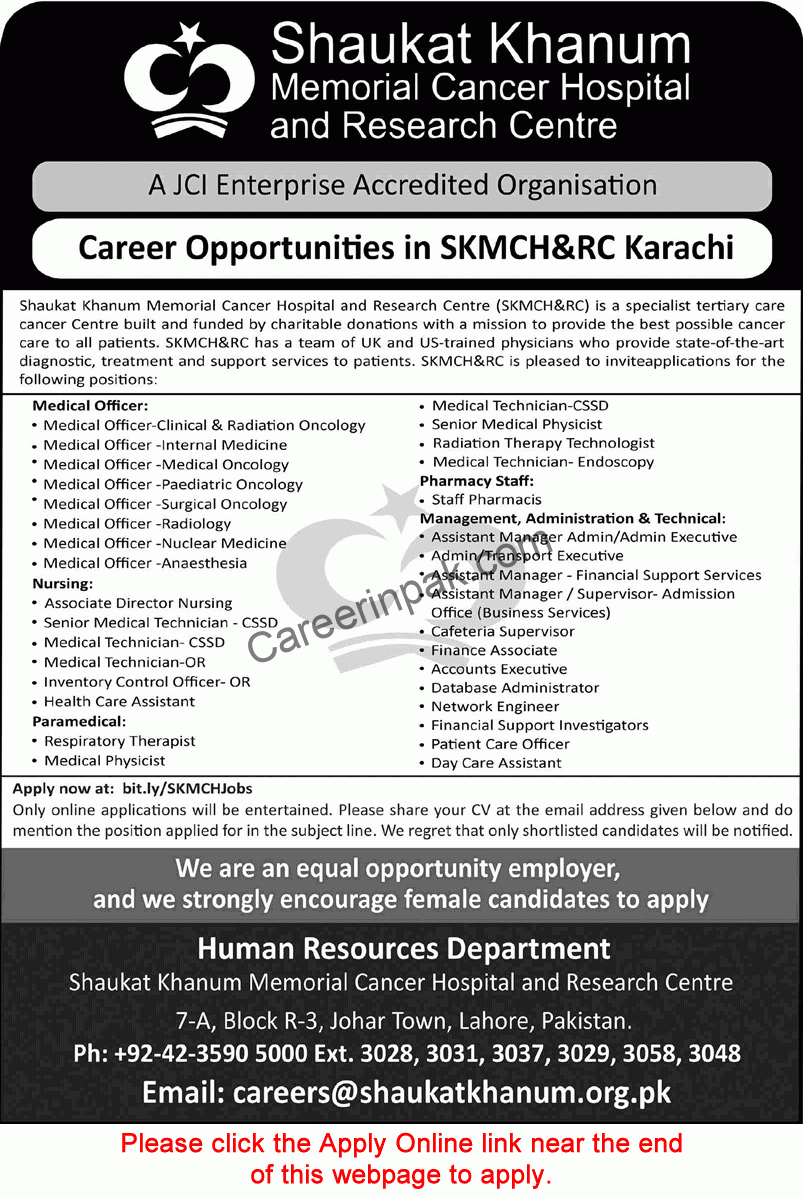 shaukat khanum hospital karachi jobs 2026